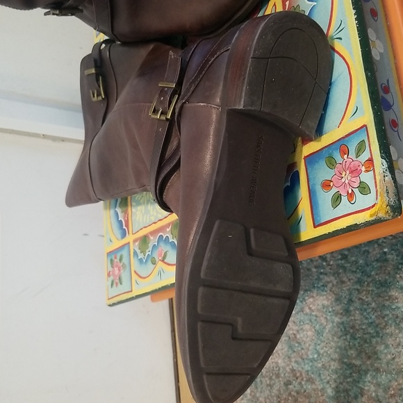 SAKS 5th Avenue brown leather riding boots - Picture 9 of 10